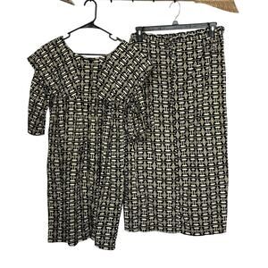 The African Village | Vintage Black Yellow Dress & Skirt Set One Size